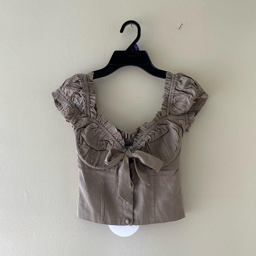 Elouise Crop Top Beige Princess Polly Tie Corset